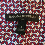 Banana Republic  Shirt Dress Sz 8 Geo Print Belted Button Front 3/4 Sleeve Career Photo 2