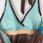 Athleta  Y2K Brown Halter Top with Floral Embroidery‎ Tankini Swim Size XS Photo 8