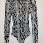 Haute Monde Haute‎ Monde Monochrome Snakeskin Sheer Bodysuit Size S Photo 0