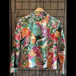 Coldwater Creek  Womens Jacket Sz Large Pink Green Floral Paisley Blazer Boho Photo 4