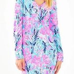 Lilly Pulitzer Long Sleeve Davie Dress in Fan Sea Pants Print Preppy Coastal XS Photo 14