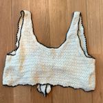 Urban Outfitters  Tank Crochet Cropped Tie Back Cream Black Size Medium Photo 2