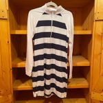 Tommy Bahama Tommy Bahama M Navy White Striped Quarter Zip Tunic Sweatshirt Dress Casual Photo 4