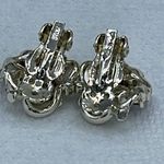 Vintage Star AB coated red cut glass silver tone metal clip earrings. Photo 7