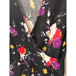 Leota Wrap Dress Black Floral Print 3/4 Sleeve V Neck Midi Plus Size XL Photo 3