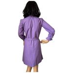 Vintage OOAK Purple cotton mini dress high ruffled keyhole collar belt small Photo 2