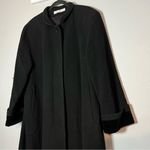 Larry Levine  Vintage Black Wool Trench Coat Full Length Coat Velvet Size 14 Photo 0