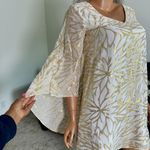 Lilly Pulitzer 4 Gold Ivory Silk Caftan Dress Palm Burst Bridal Resort Cocktail Photo 3