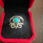 Women’s Stainless Steel Silver Simulated Faux Turquoise Ring Size 7 New Photo 1