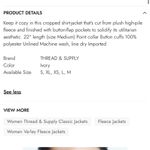 Thread & Supply Crop Fleece Shirt Jacket Ivory Size XS Photo 1