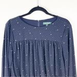 Ralph Lauren LAUREN  Navy Speckled Long Sleeves Tiered  Dress, Size 14 Photo 6
