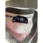 Cider ASYMMETRICAL CONTRSTING V-NECK SWEATER Women’s Size Large Green Ivory Photo 1