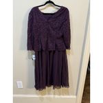 Alex Evenings Women's Plus Size Tea Length Lace Mock Dress Size 14P Plum Photo 3