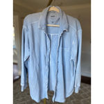 Aerie M Light Blue Shacket Oversized Soft Cotton Rib Collar Coastal Lumberjane Photo 2