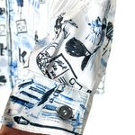 Karl Lagerfeld Paris Women's Long Sleeve Whimsical Blue and Black Blouse size L Photo 6