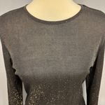 Dana Buchman Black and gold semi-sheer sparkle top going out NYE holidays bling party, Size M Photo 3