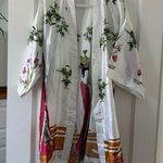 Shanghai SoHo White Cherry blossom Bamboo Floral Kimono Pajama Robe Silk Like OS Size undefined Photo 0