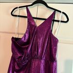 Lulus Lulu’s Cut‎ the Line Magenta Shiny Cutout One-Shoulder Mini Dress Size Large Photo 3