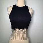 ZARA  Black Embellished Crop Tank Top tassels with flowers ref 7901/380 festival Photo 1