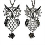 Vintage Pair of Articulated Owl Enamel Necklaces Photo 1