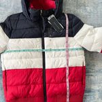Tommy Hilfiger Tricolor Hooded Cropped Puffer Jacket Medium Photo 6