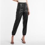 EXPRESS Black Faux Vegan Leather Jogger Pull On Pants Size Small Photo 2