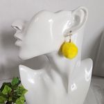 Lemon Yellow Color Pompom on Gold Chain Necklace Earrings Set Photo 8