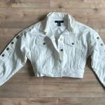 Forever 21 Boxy Cropped White Denim Jacket Sz S Photo 3