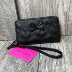 Betsey Johnson Black Quilted Wallet Wristlet Bow Detail Photo 0