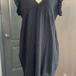 Black Eyelet Babydoll Ruffle Sleeve V Neck Cotton Flirty Summer Dress Size L Photo 0