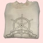 Vintage 80’s St. John santana knit creamy mock neck sweater nautical bling Silver Size L Photo 1