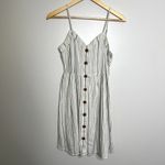 SO  White Striped Button Down Dress Photo 3