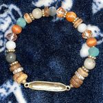 Source Unknown "Blessed" Bar Charm Beaded Stretch Bracelet with wood, glass, and crystal beads Photo 3