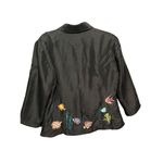 Vintage Silkland Women’s Black Embroidered Fish 100% Silk Jacket Blazer … Size 10 Photo 1