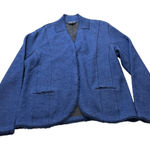 Eileen Fisher Eileen Fisher Felted Merino Wool Double Knit Jacket Blue Fringe Hem XL Photo 0