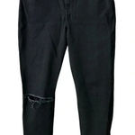 Reformation Black High-Rise Straight Leg Jeans | Raw Hem Distressed | Size 28 Photo 0