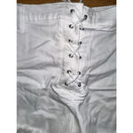 EXPRESS  Vintage Mid Rise Lace-Up Raw Hem Jean Shorts White Stretch 18 Plus Photo 3