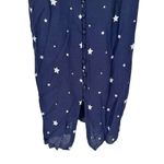 Topshop Navy Star Print Midi Slip Dress size 8 Tie Straps Button Front V Neck Photo 3