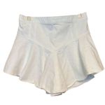 Aerie White Denim Size Medium elastic waist flounce mini skirt NWT Photo 1