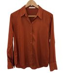 Abercrombie & Fitch Long Sleeve Satin Button Up Shirt Copper Size Small Photo 1