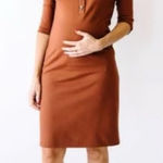 Lou Lou Everyday Nursing Maternity Dress in Cooper Size Large Orange Photo 0