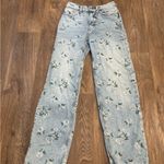 Wild Fable 90’s Relaxed Straight Jeans Light Blue Floral Print Y2K Aesthetic - 0 Photo 1