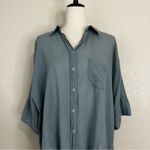 Free People  Best of Me Blue Button Down Hi-Low Hem Shirt, Size XS Photo 2