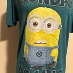 EUC Despicable Me Minions Blue and Yellow Monday Again Graphic Tee size small Photo 2