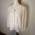 Trina Turk  white eyelet crochet lace zip up jacket Photo 2