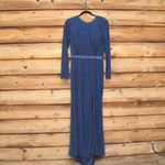 Mac Duggal  5056 Womens Blue BEADED HIGH NECK LONG SLEEVE GOWN WITH DETAILED BELT Photo 5