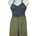 B.O.G. Collective Women's Size Medium Floral Smocked Flared Boho Jumpsuit Green Photo 1