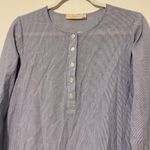 Tory Burch  Cover Up Striped Tunic Size Small Tassel Cotton Beach Swim Top Blue Photo 2