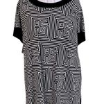 Tiana B. Modern Geometric Greek Patterned Black Swing Dress 22W Plus Size NWT White Photo 0
