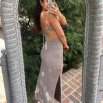 Free People gray textured open back bodycon midi dress sz s Photo 2